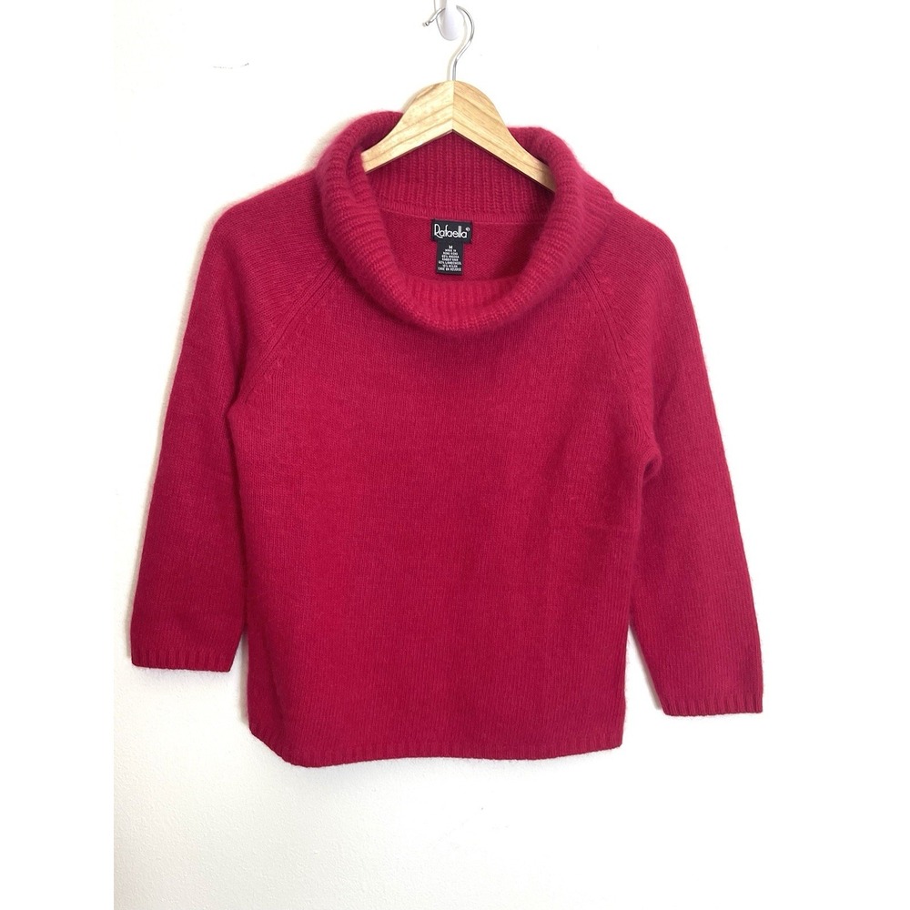 RAFAELLA Crimson Red Angora Wool Blend Cowl‎ Neck Sweater Y2K Size M